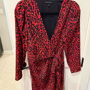 Banana Republic Vibrant Red Animal Print Wrap Dress